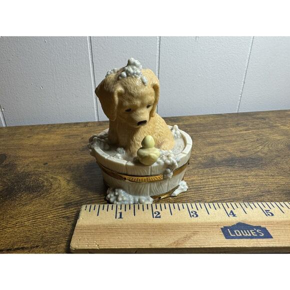 Lenox Bath Time Buddies Labrador Puppy Dog w/Duck in Tub Bubble Figurine - Picture 5 of 6